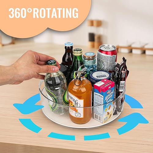 Miniatura 2 de Paquete de 4 organizadores Lazy Susan para gabinete tocadiscos Lazy Susan (8101112 pulgadas) con alfombrilla antideslizante y asas, estante