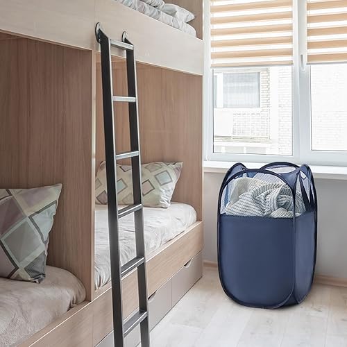Miniatura 115 de Cesta de malla desplegable para ropa sucia con asas duraderas - Cesta plegable portátil para dormitorio, baño y viajes (azul, paquete de 3 unidades)