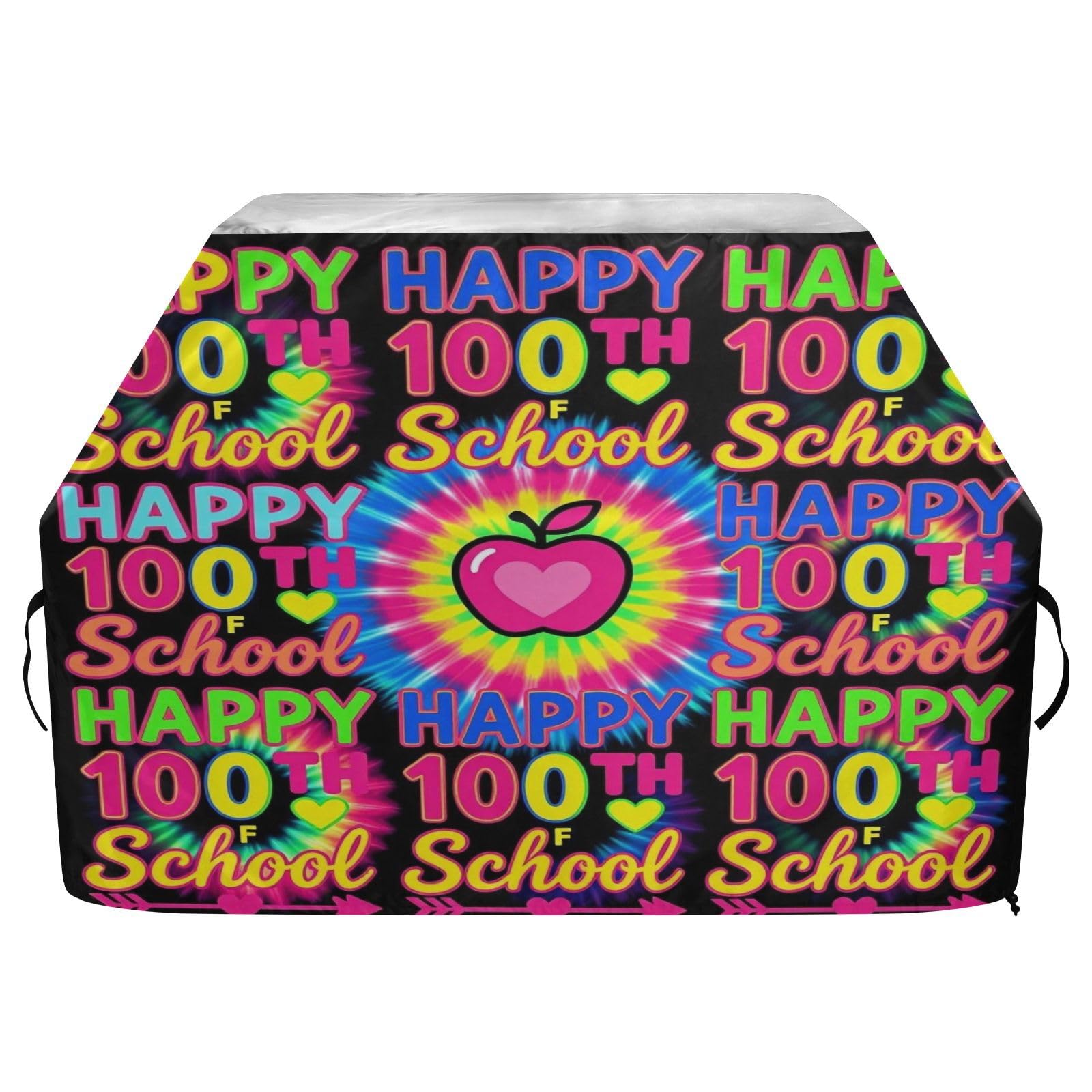 Copertura per barbecue da 165 cm, resistente allo sbiadimento e ai raggi UV, per barbecue all'aperto, copertura tie dye Happy 100th Day Of School