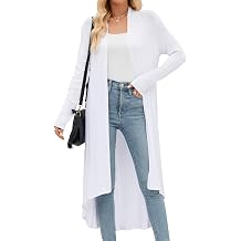 POGTMM Womens Casual Long Open Front Drape Lightweight Duster High Low Hem Long Sleeve Maxi Cardigan with PocketsS-3XL