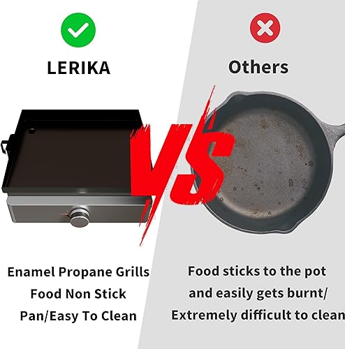 Miniatura 3 de LERIKA Parrillas de propano de mesa de 18 pulgadas para parrilla de barbacoa de cocina al aire libre, esmalte antiadherenteacero inoxidable