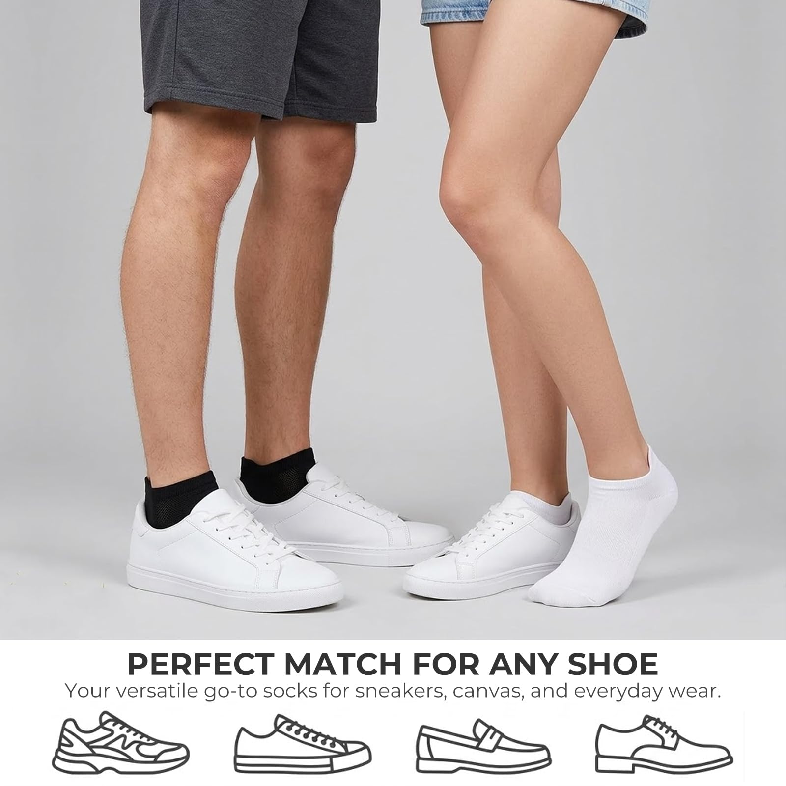 Calcetines Tobilleros de Algodón Peinado Suave Transpirables para Hombre y Mujer