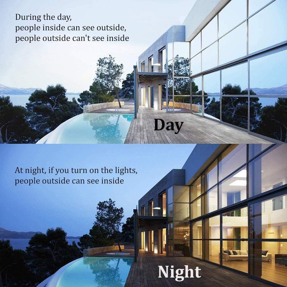 Window Privacy Film One Way Mirror Reflective Glass Film Heat Control Anti UV Adhesive Film for Home and Office Windows, 60Inch x100Feet, Brown Silver