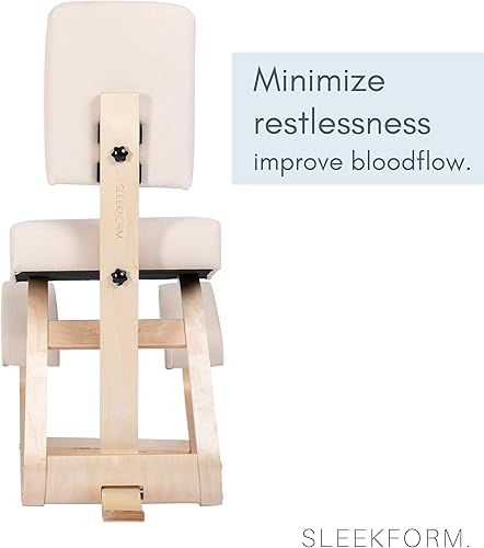 Miniatura 7 de Sleekform East Austin - Silla ergonómica de rodillas con soporte para la espalda, taburete Ergo de lino y madera de invierno para escritorio, la