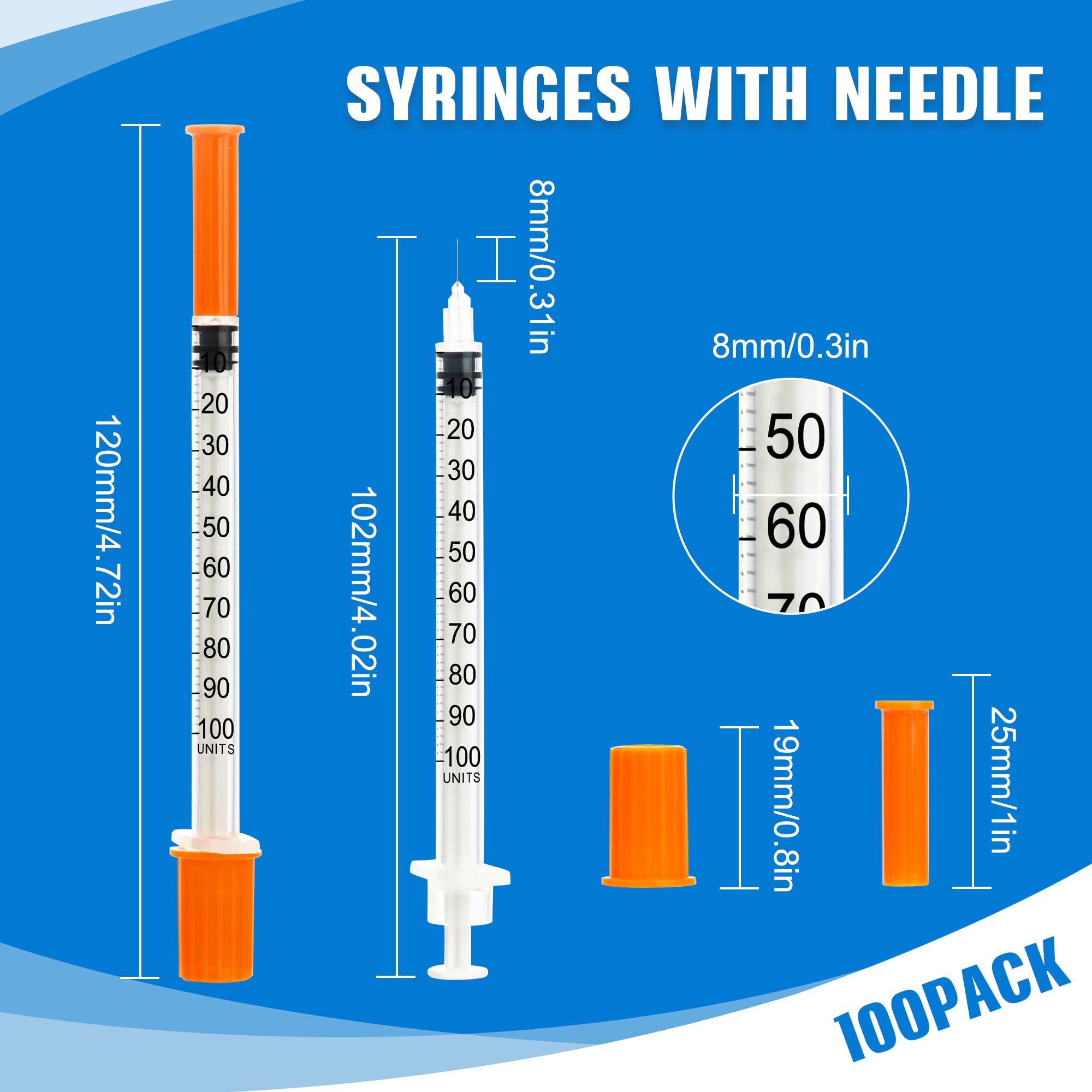 1ml/cc 32G 5/16 Inch Syringes, Lab Dispensing Syringe, Individual Wrapped, Box of 100 — Amazon image 4