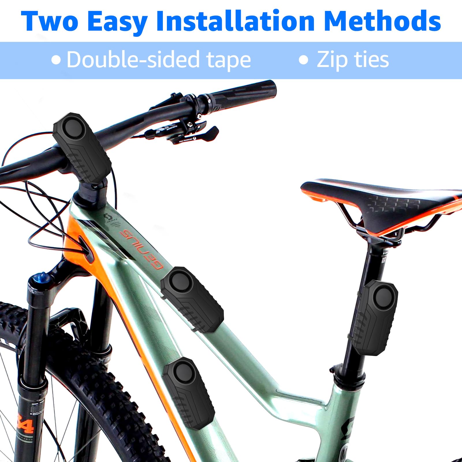 NineLeaf Alarmanlage Fahrrad, Drahtlose Motorrad Fahrrad Alarm, Diebstahlsicherung Alarm Mit Fernbedienung, IP65 Wasserdicht, 113 dB Super Laut, SOS-Funktion, Lautstärkeregelung einstellbar,2PK