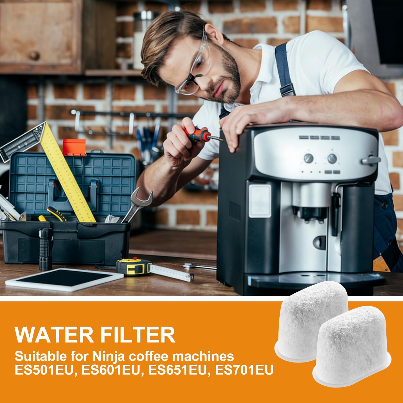 16 sztuk filtrów wody do ekspresu do kawy Ninja, zamienne wkłady filtracyjne do Ninja Luxe Cafe Pro (Cafe LUXE), filtry do ekspresów do kawy ES601EU/ES701EU