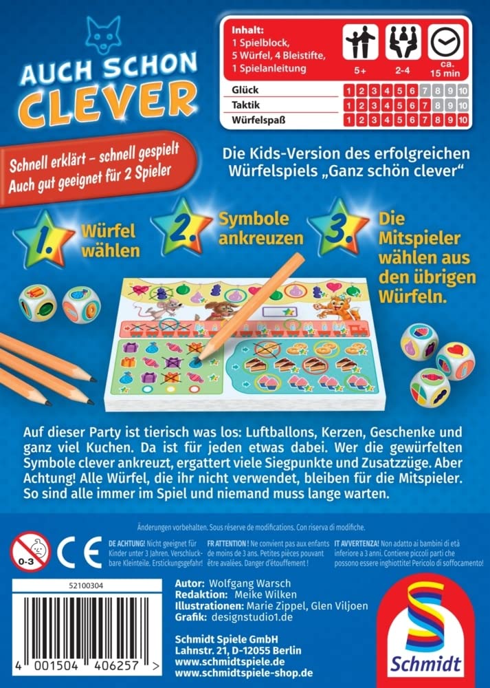 Schmidt Spiele 40625 Również już Clever, gra w kości dla dzieci
