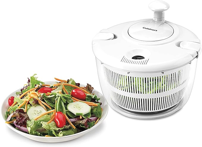Cuisinart Large Salad Spinner- Wash, Spin & Dry Salad Greens, Fruits & Vegetables, 5qt, CTG-00-SASG Grey