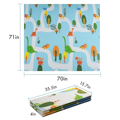 Miniatura 6 de Tapete plegable para bebé tapete de juego de espuma extra grande reversible impermeable portátil de doble cara para niños pequeños uso en exteriores