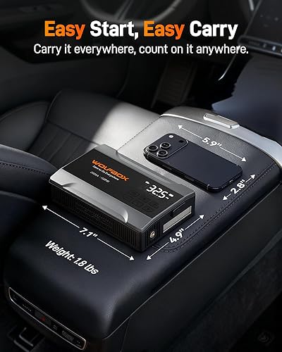 Miniatura 6 de WOLFBOX Arrancador de salto de 2000 A con compresor de aire, batería de coche de 10000 mAh arrancador portátil (hasta 5 L de gasolina) con inflador