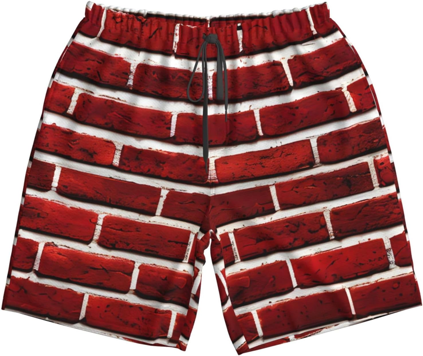 Mens Brick Red Stone Print Beach Shorts,Casual Summer Shorts for Men,Quick Dry Polyester