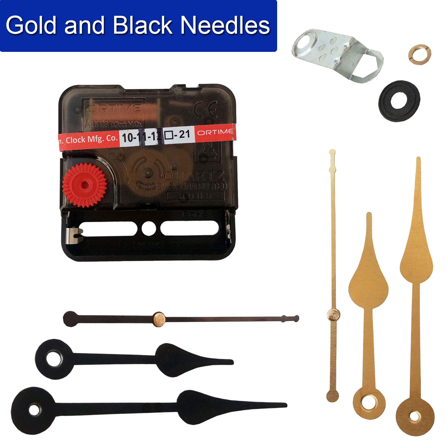 IndianEcraft Ajanta Mfg. Quartz Sweep and Silent Movement Plastic Body Machine for Wall Clock with Set of 2 Needles (Needles - Golden, Black) 1