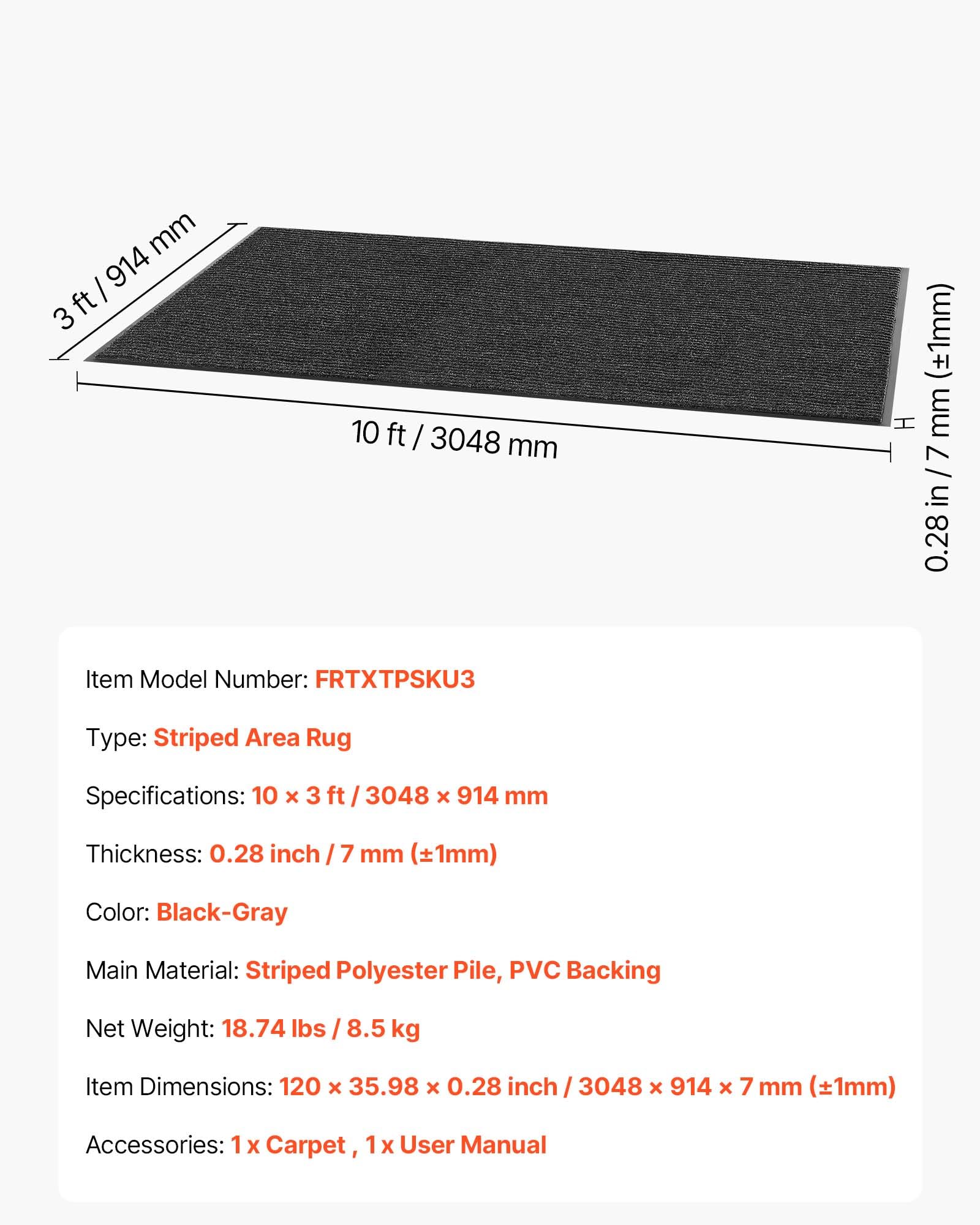Image secondaire de Tapis d'Entrée VEVOR 305 x 91 cm - Paillasson Antidérapant et Élégant