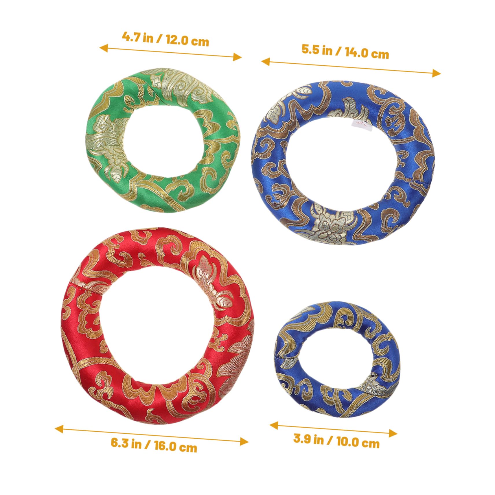 Mikinona 4Pcs Sound Bowl Cushion Handmade Meditation Pads with Elegant Embroidery Decorative Bowl Holders for and Sound Healing Random Colors