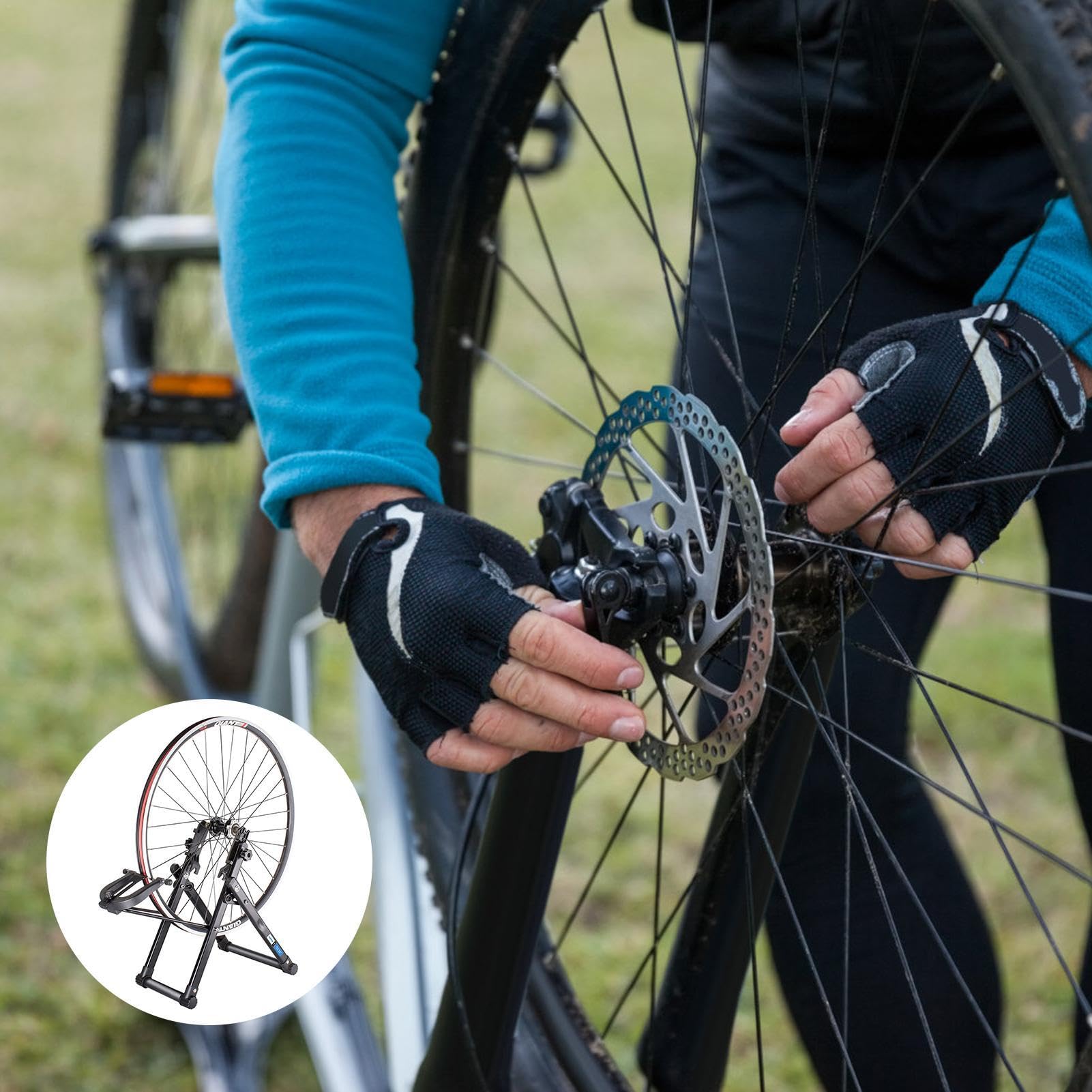 Zentrierständer Fahrrad, Laufrad Zentrierständer, Fahrrad Laufrad Wartung Laufrad Zentrierständer,Faltbarer Trimmständer, Fahrrad-Radhalter Faltbarer Pro-fi-Reifenzentrierständer Für 16-29-Zoll-Räd-er