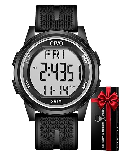 Digital Watches for Men Women: Sports Waterproof Wristwatch with Stopwatch