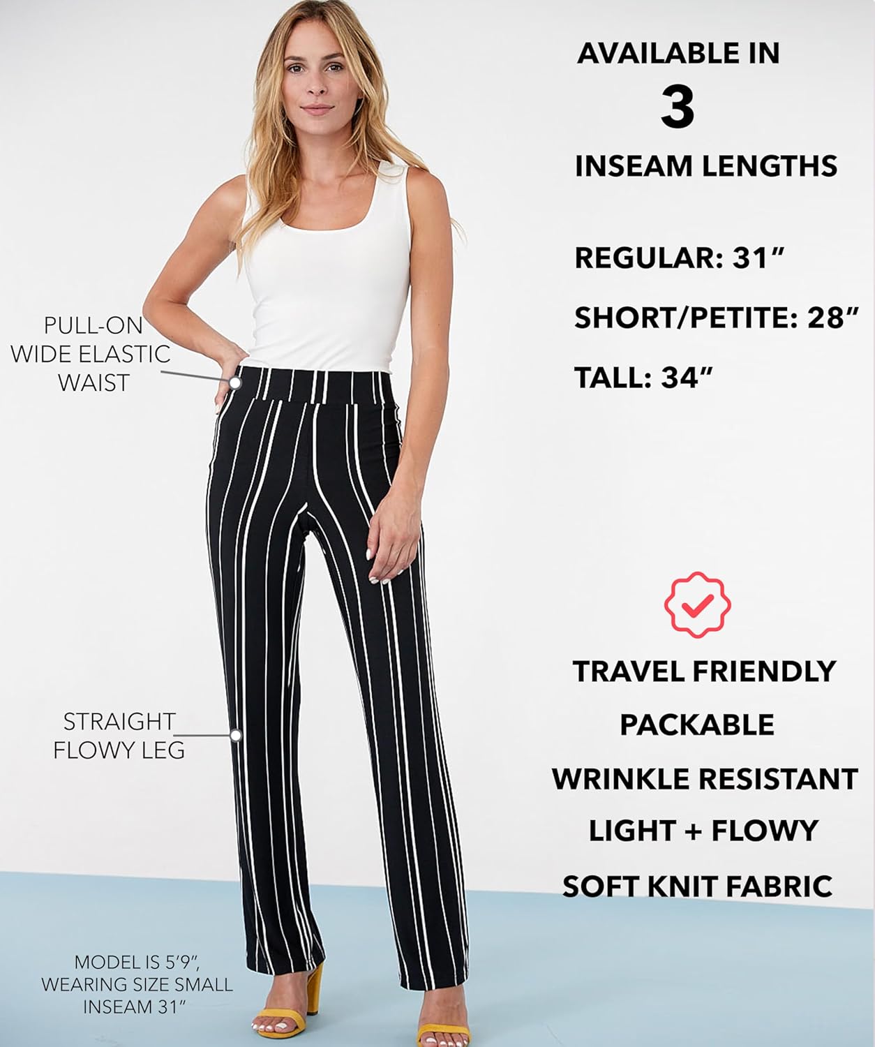Rekucci Travel in Style Women's Soft Knit Classic Straight Leg Pant - Image 5