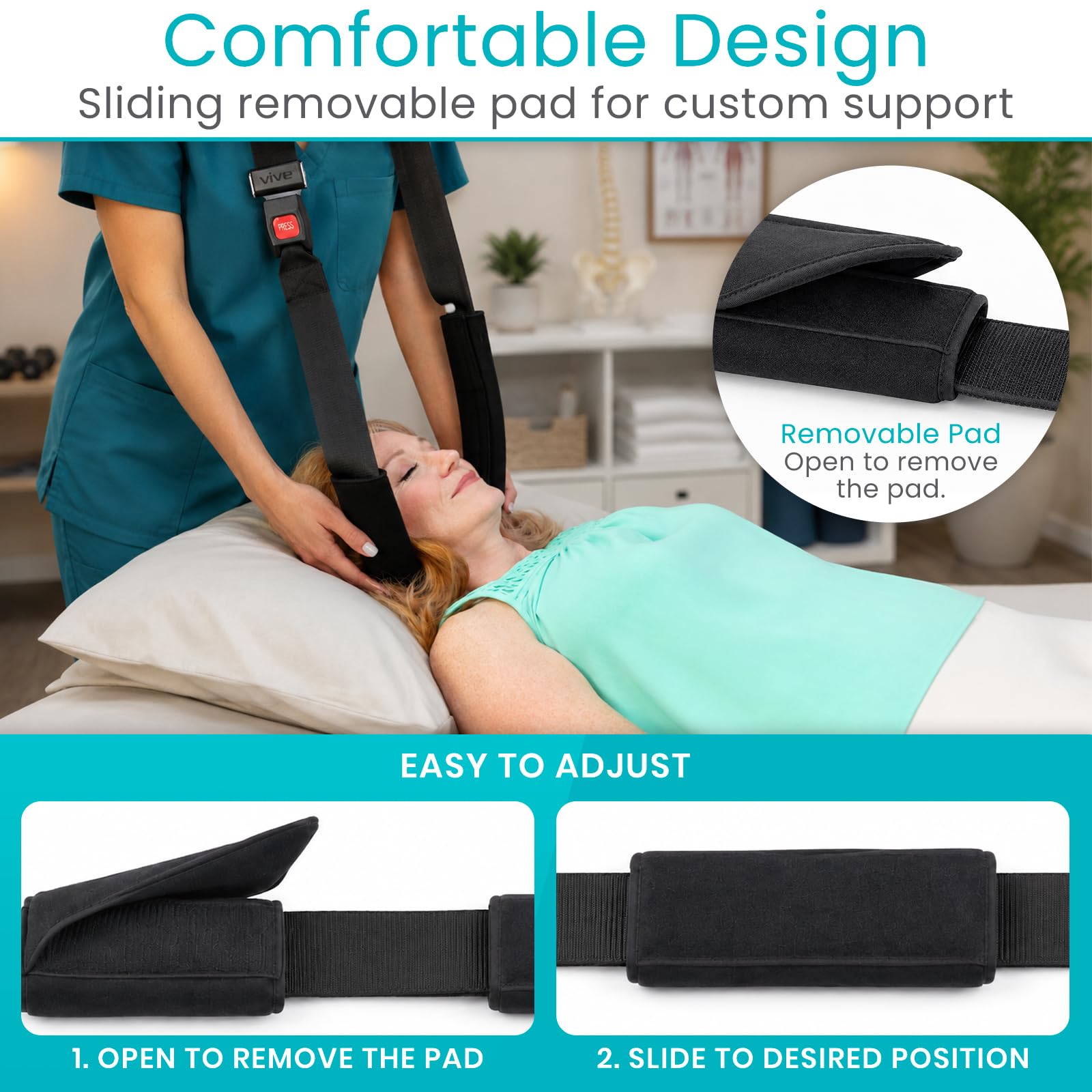 Vive Mobilization Belt for Physical Therapy with Buckle - Manual Traction Stretching Band - PT Traction Strap Belt for Stretching, Mobility, Massages & Exercise — Amazon image 5