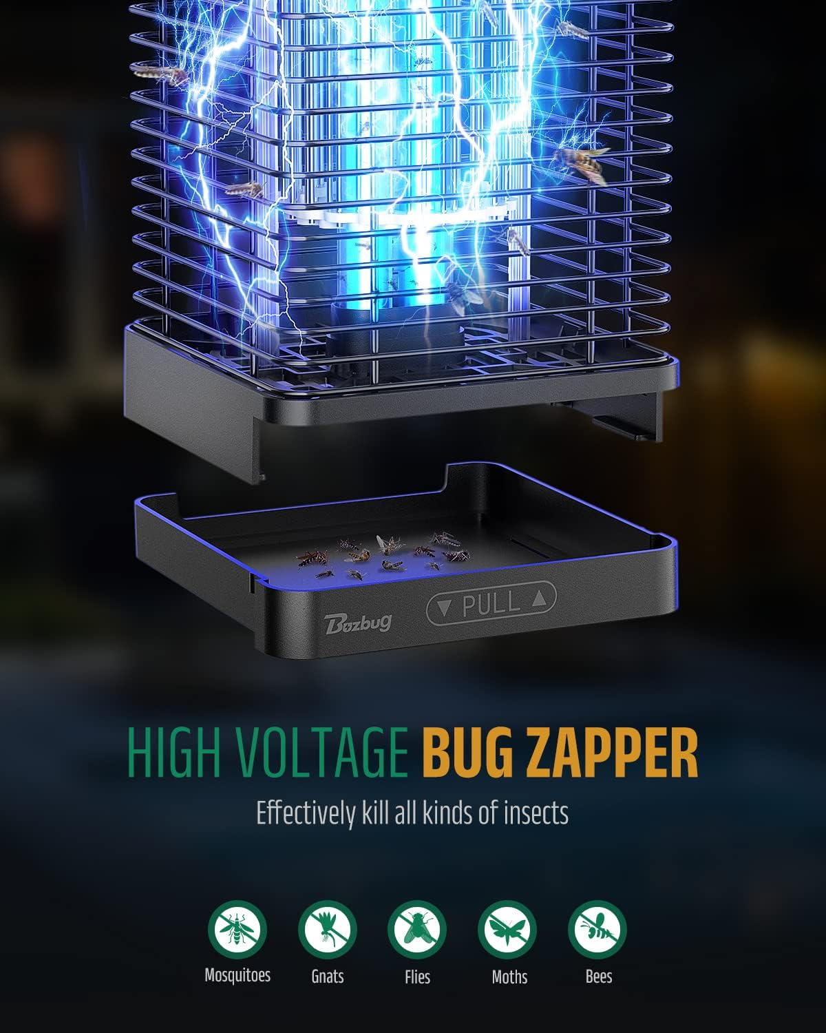 Buzbug Bug Zapper Outdoor, 18W High-Votage Mosquito Zapper, UV Light Fly Killer with Bulb Lamp, Waterproof Insect Killer for Indoor and Outdoor Use