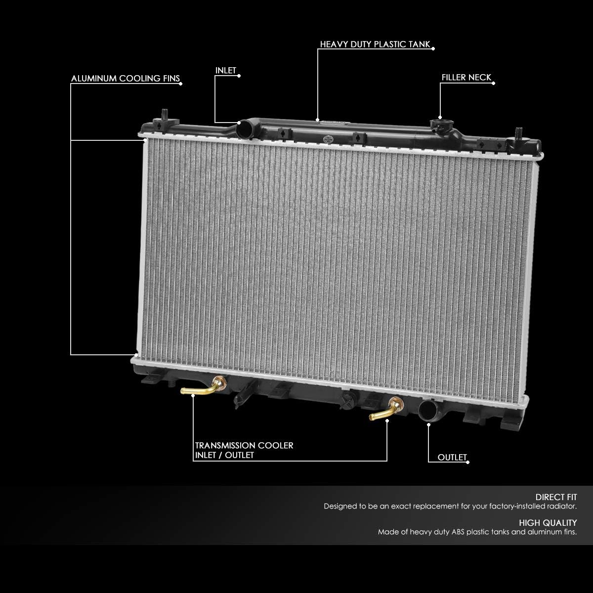 Auto Dynasty Radiator Compatible with 01-07 Honda Stream Non USDM, DPI 2573 Factory Style 1-Row Cooling Radiator, Aluminum Core