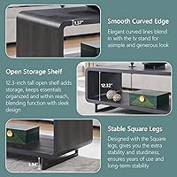 Vista 5 de Mesa de Centro Moderna de 48", Mesa Central Minimalista de 2 Niveles con Estante de Almacenamiento, Diseño de Perfil Curvo, Mesa Rectangular