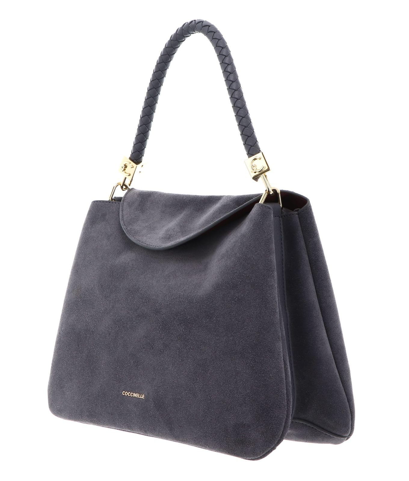 Coccinelle Skórzana torebka na ramię Tiggy Handbag Suede Leath/Grained Le. Stove/Stove szary kadet