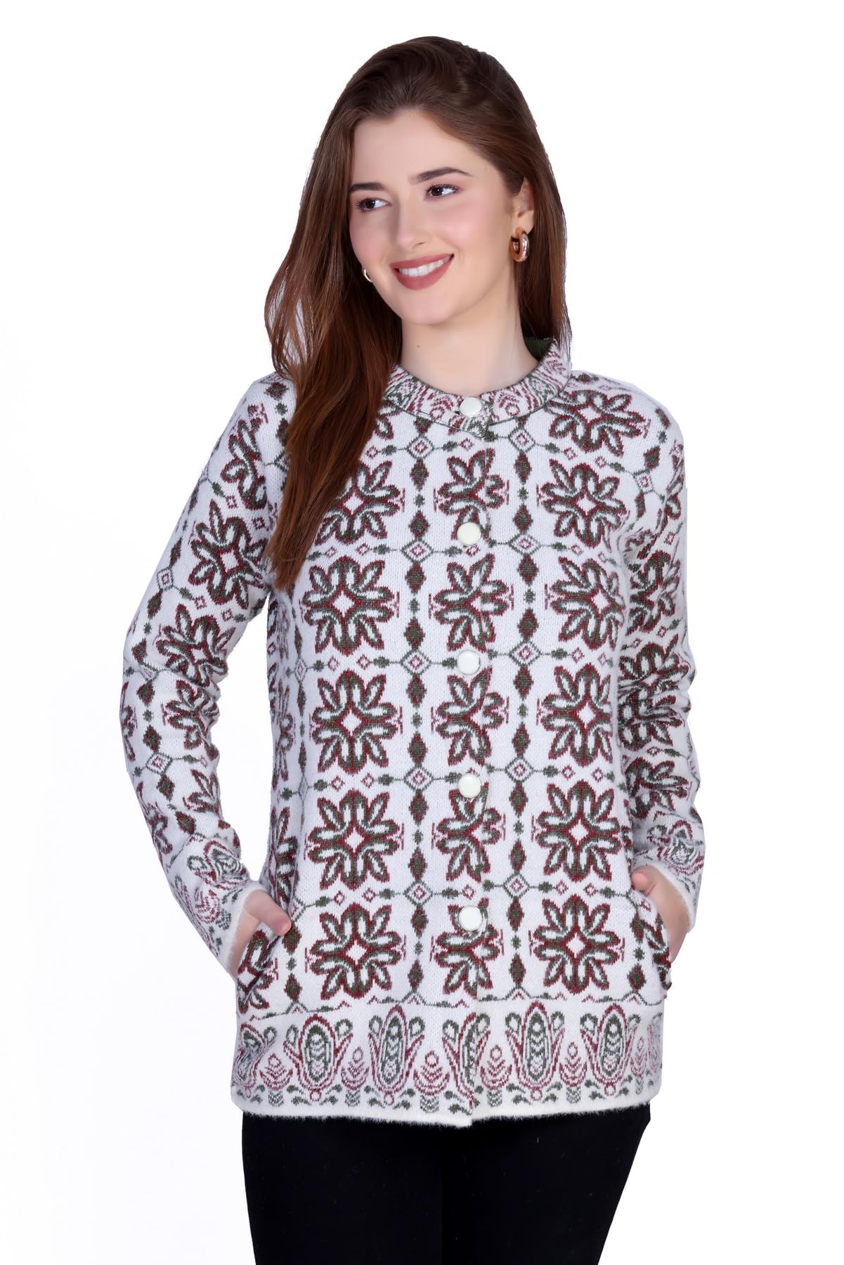 Women Woolen Cardigan Full Sleeve Winter Sweater with Side Pockets for Ladies & Girls-image-35