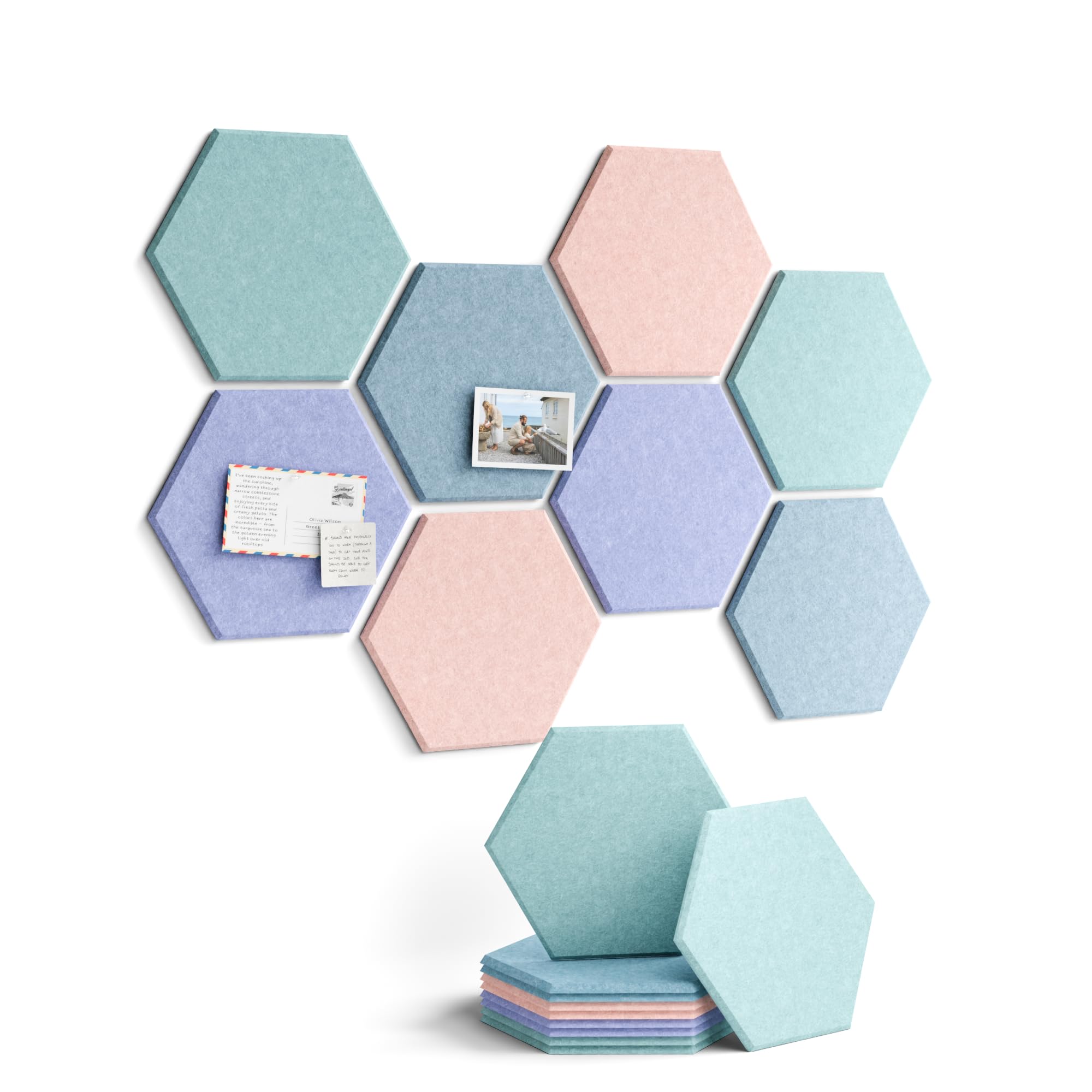 Fluxynara 8-Pack Hexagon Cork Board Alternative Wall Decor, Coastal Haze