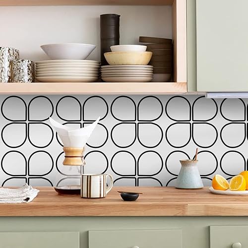 Miniatura 4 de Alwayspon 12 calcomanías mate para azulejos de pared, autoadhesivas, para cocina, baño, 6 x 6 pulgadas, trébol negro de cuatro hojas, 002