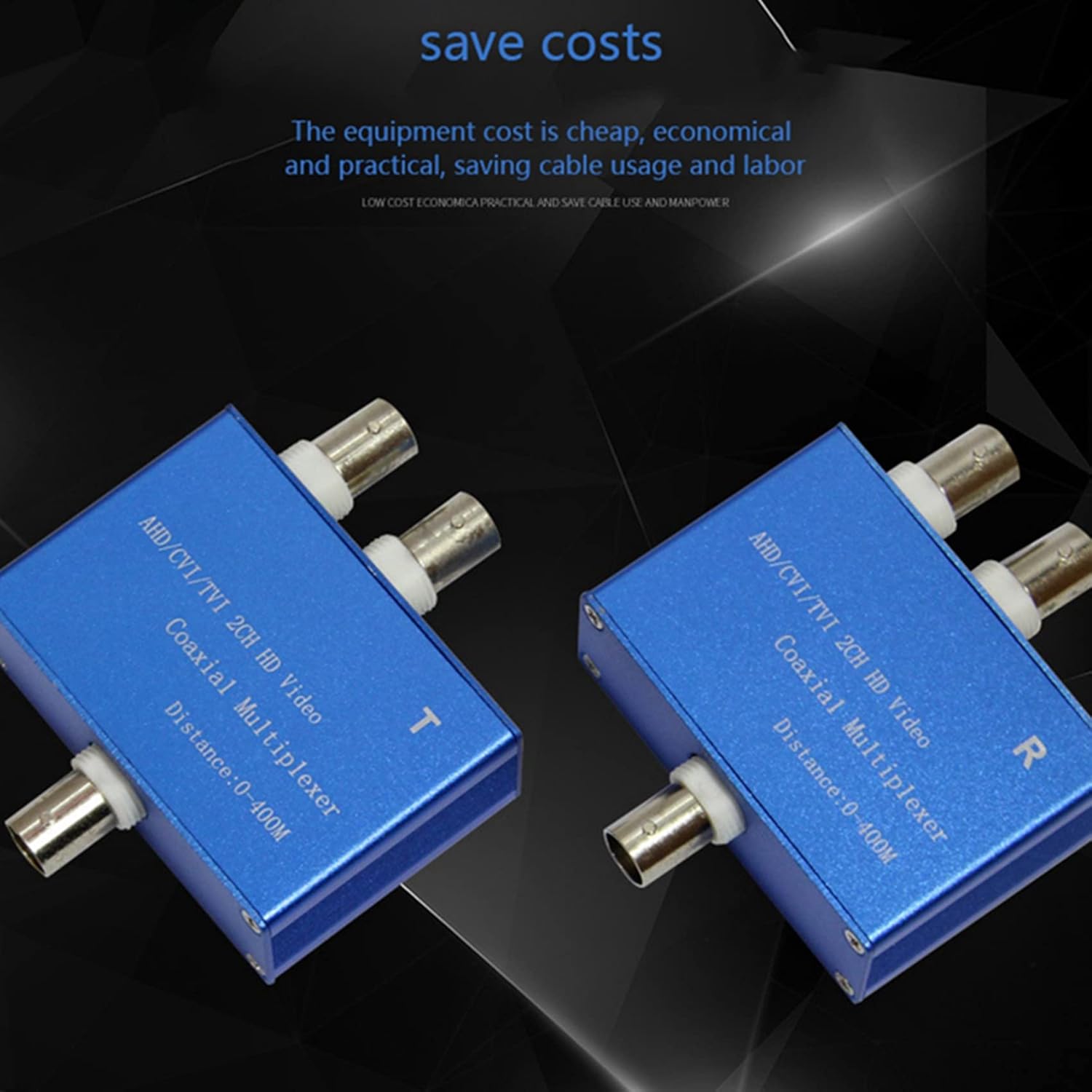 3X Two-Channel AHD/CVI/TVI1080P HD Video Multiplexer Coaxial HD Expander Adder for Camera