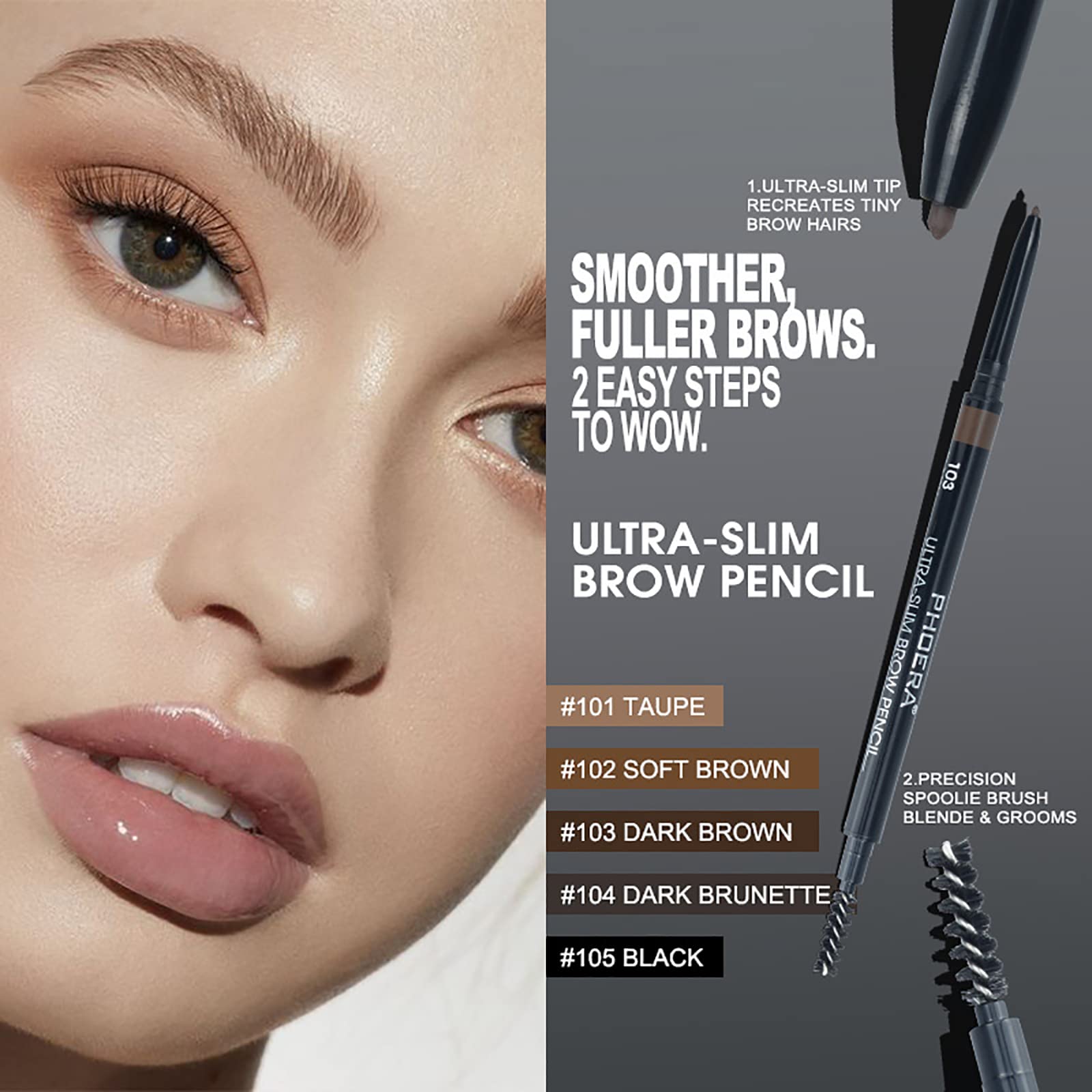 Anglicolor Matita Sopracciglia Microblading Facile Da Usare,Matita Sopracciglia Effetto Ultra Naturale,Contorno E Riempimento,Durata Lunga,No Transfer Siccità Rapida,Vegano (2pc102)