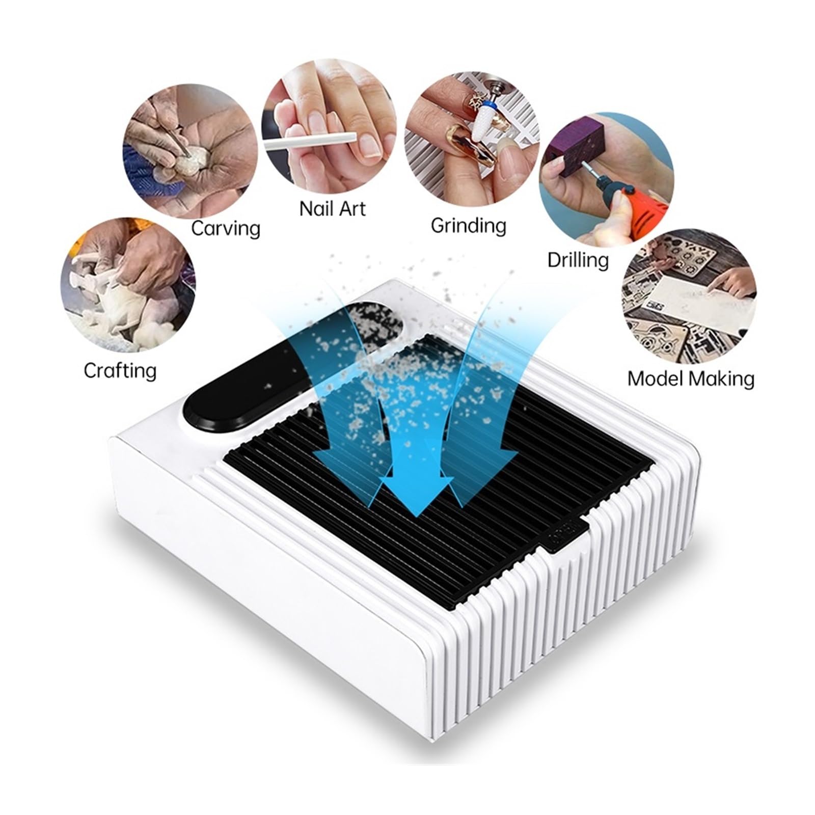 MRKU Aspiradora de manicura con Filtro Lavable, bajo Nivel de Ruido y Filtro de Repuesto, 180 W, con Ventilador de Velocidad Ajustable.