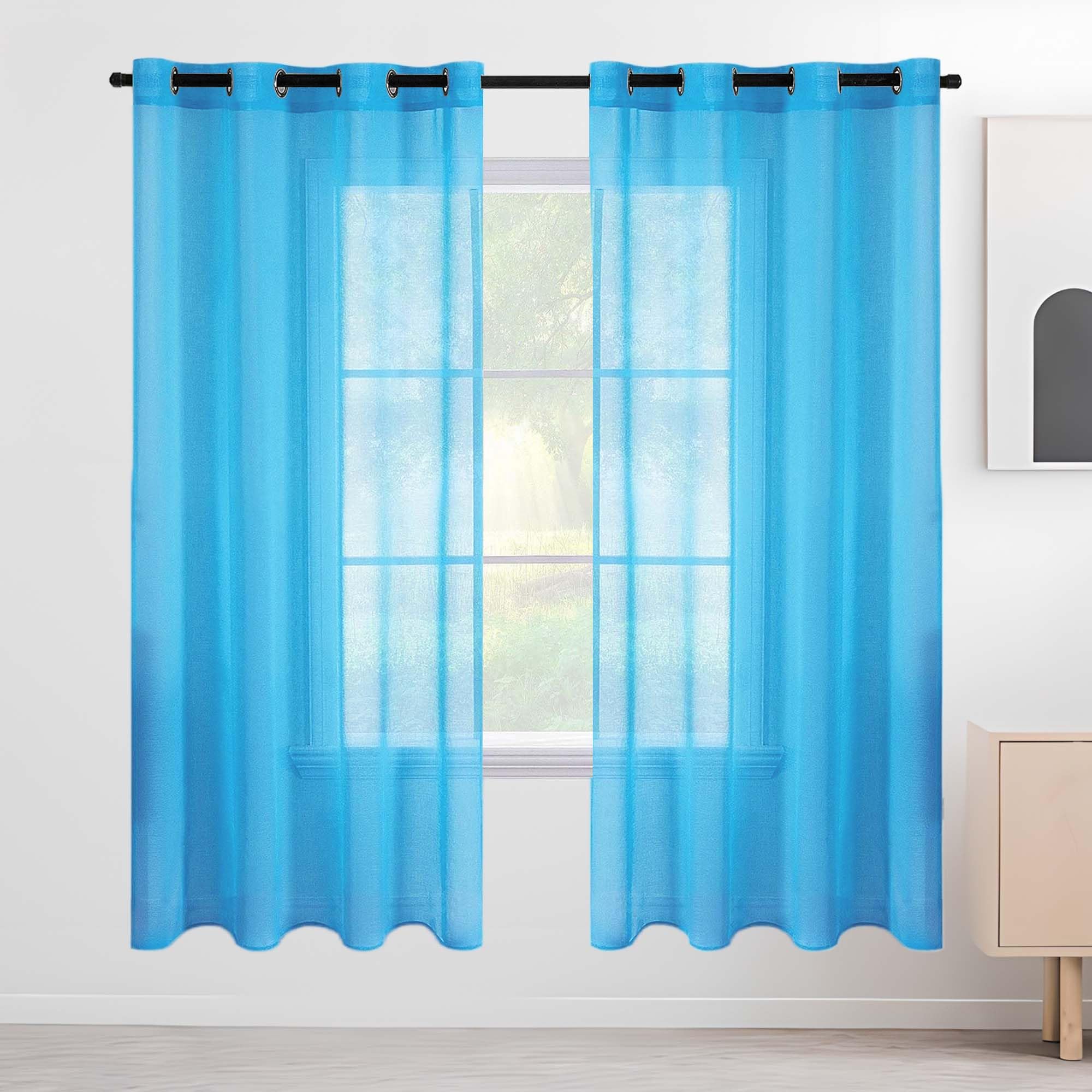 Voilage occultant partiel bleu ciel 100x275 pour protéger des regards indiscrets