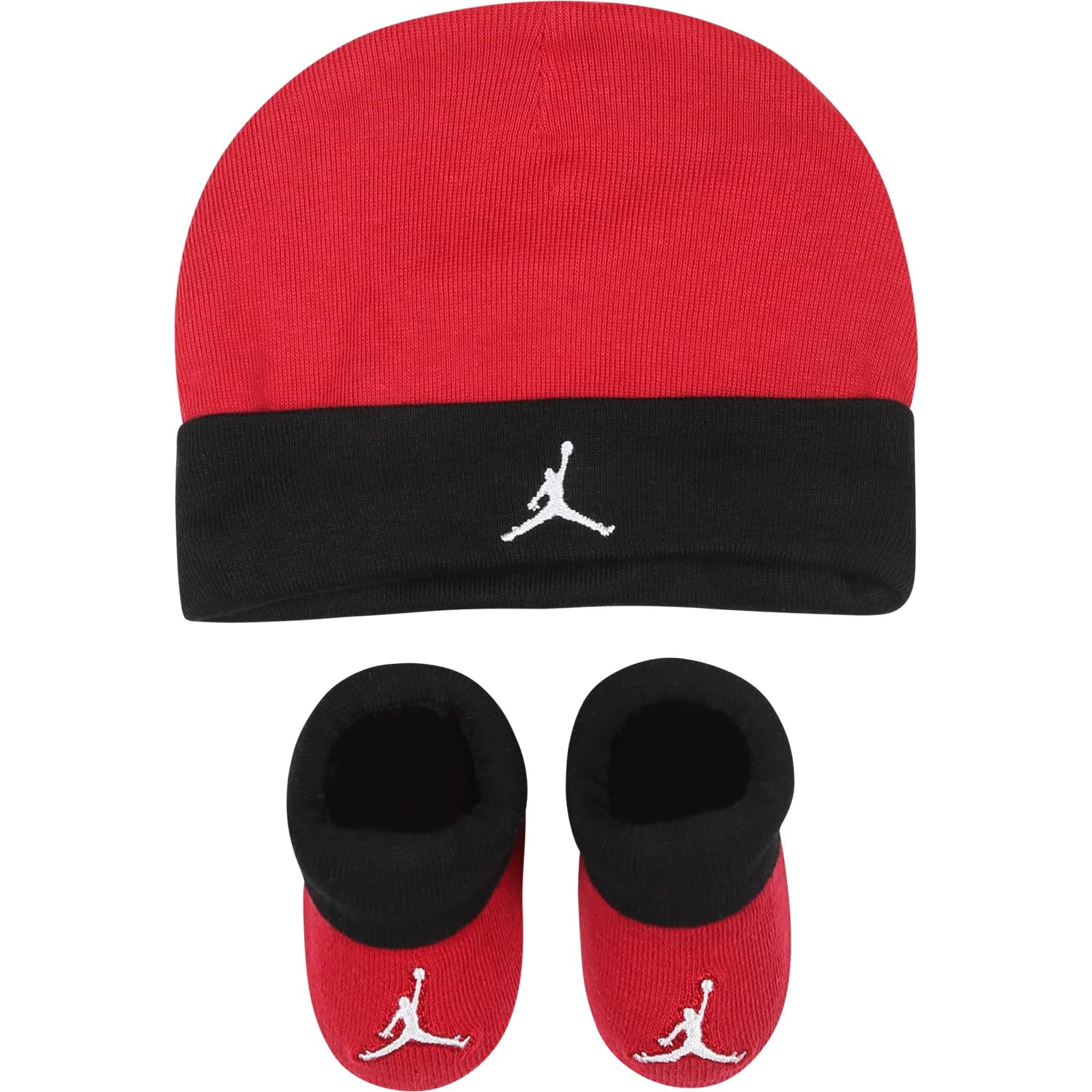 Nike Jordan Infant Baby Hat and Booties Set (Red(LJ0102-R78)/Black, 0-6 Months)