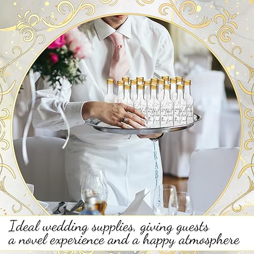 Miniatura 5 de Bokon Mini botellas de licor de boda Take a Shot We Tied The Knot Shot, vasos para invitados, 1.7 onzas líquidas, botella vacía de plástico