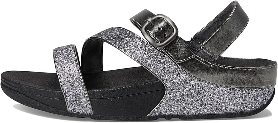 FitFlop Womens Skinny II Glitterdust Pewter Z-Strap Sandals