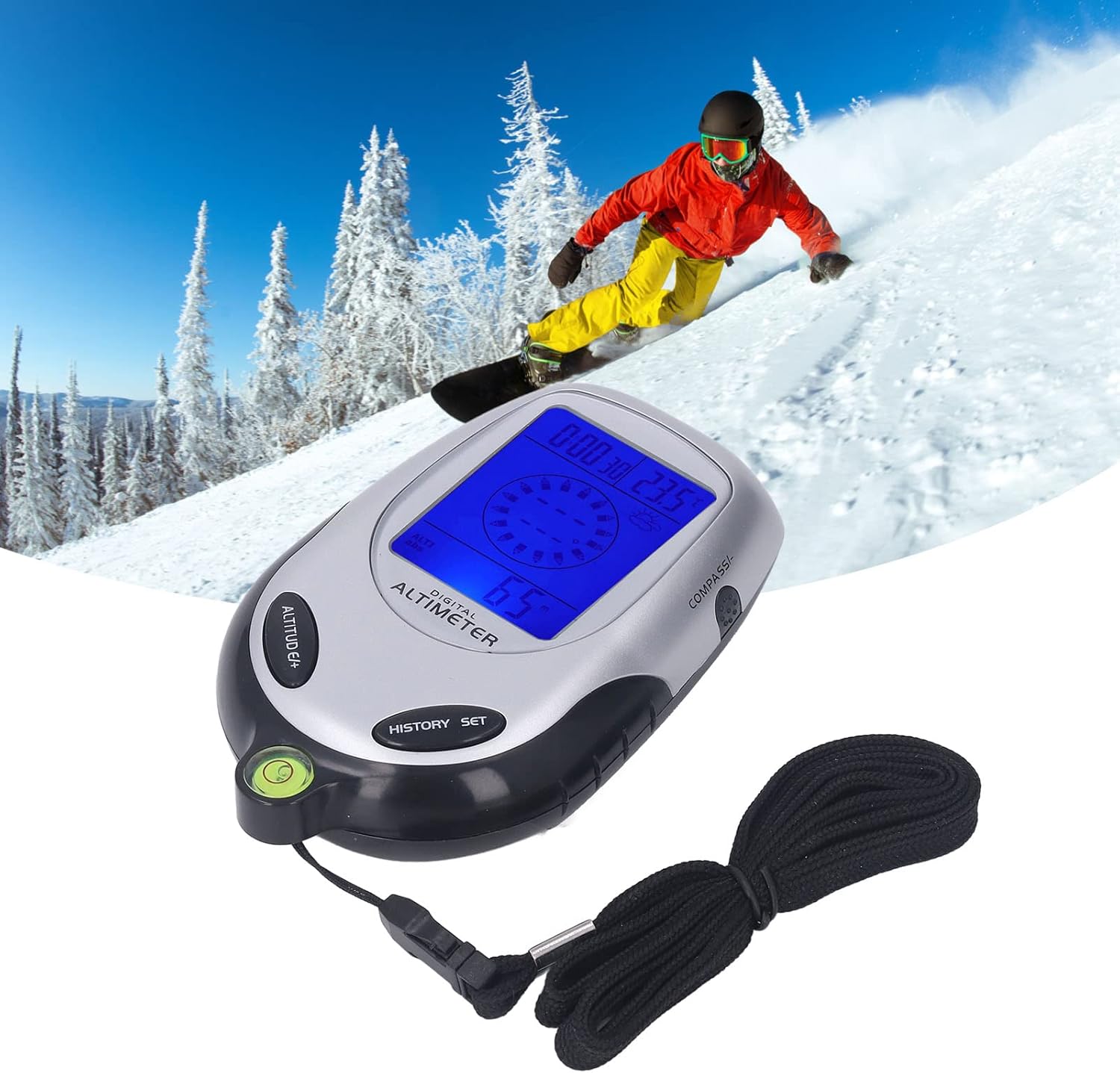 6 in 1 Altimeter Barometer Multifunctional Digital Display, Thermometer Clock for Outdoor Use - Accurate Atmospheric Pressure, Altitude Measurement, Ideal for Hiking and Camping