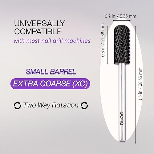 Miniatura 2 de Pana USA - Broca de carburo para uñas, 332 pulgadas, segura, cabeza pequeña con punta redonda y lisa para pulidora eléctrica(negro, plateado,