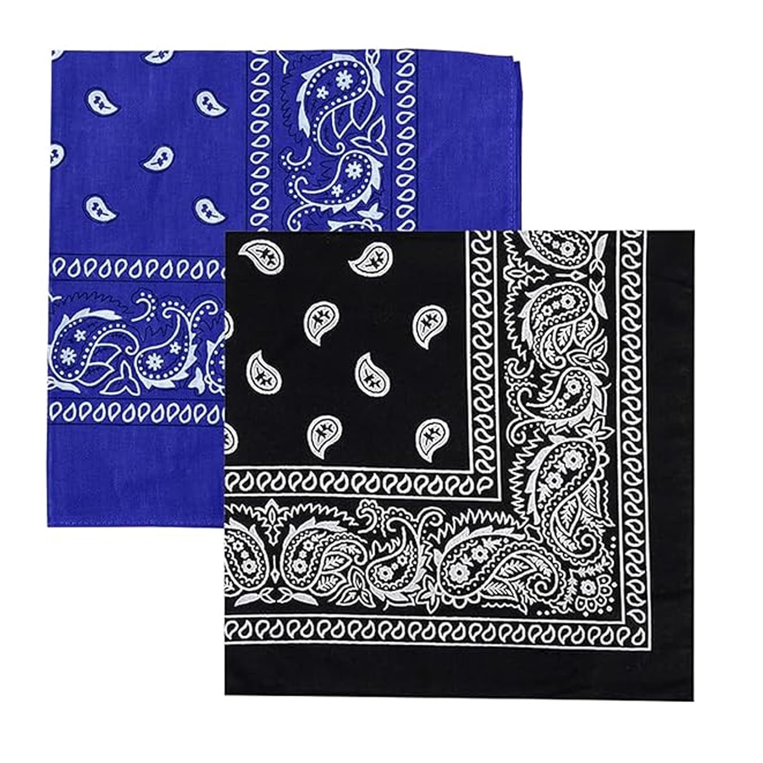 aadikart Printed Paisley Bandana/Head Wrap/Wristband/Face Cover/Handkerchief, 100% Pure Cotton - Black (21X21 Inches, Set of 2 Pcs)-picture-55