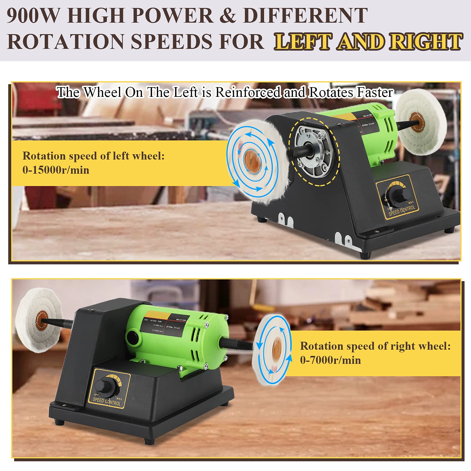 Polisseuse De Table 220V - Moteur Vitesse Variable 0-7000 Tr/min | Pour Bijoux, Métal, Plastique