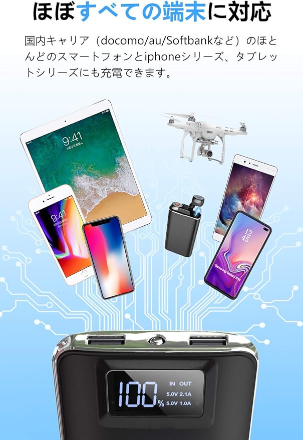 Amazon モバイルバッテリー 大容量 mah スマホ充電器 Lcd残量表示 2つusb出力ポート 1a 2 1a 急速充電バッテリー 軽量 薄型 旅行 緊急用 Android Iphone Ipad対応 ブラック Tsuneo モバイルバッテリー