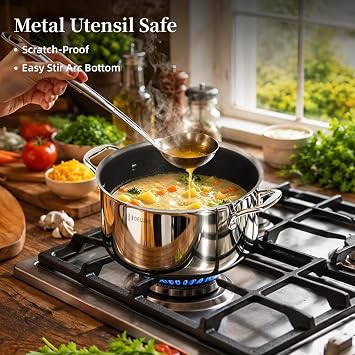 Deluxe 5.4 Qt Hybrid Ceramic Nonstick Dutch Oven with Lid for Cooking | Tempered Glass Lid, Dishwasher Oven Safe, Induction Ready, PFOA Free Compatible with All Cooktops