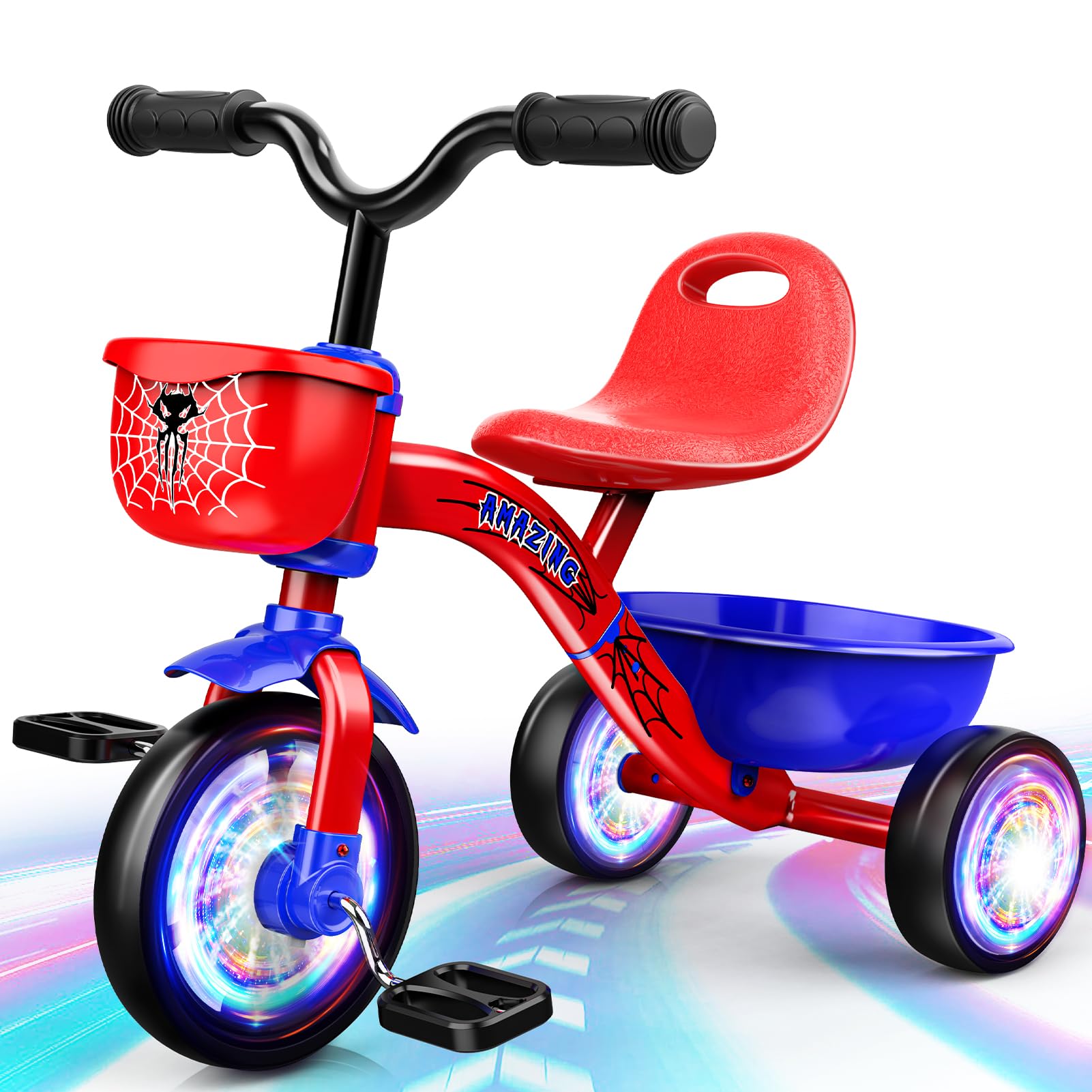 Braxel Triciclo Bambini per 2 3 4 5 Anni, Triciclo Evolutivo da 1 a 5 Anni con Cestello Portaoggetti, Adatto Come Spider Regalo per Bambini, Rosso