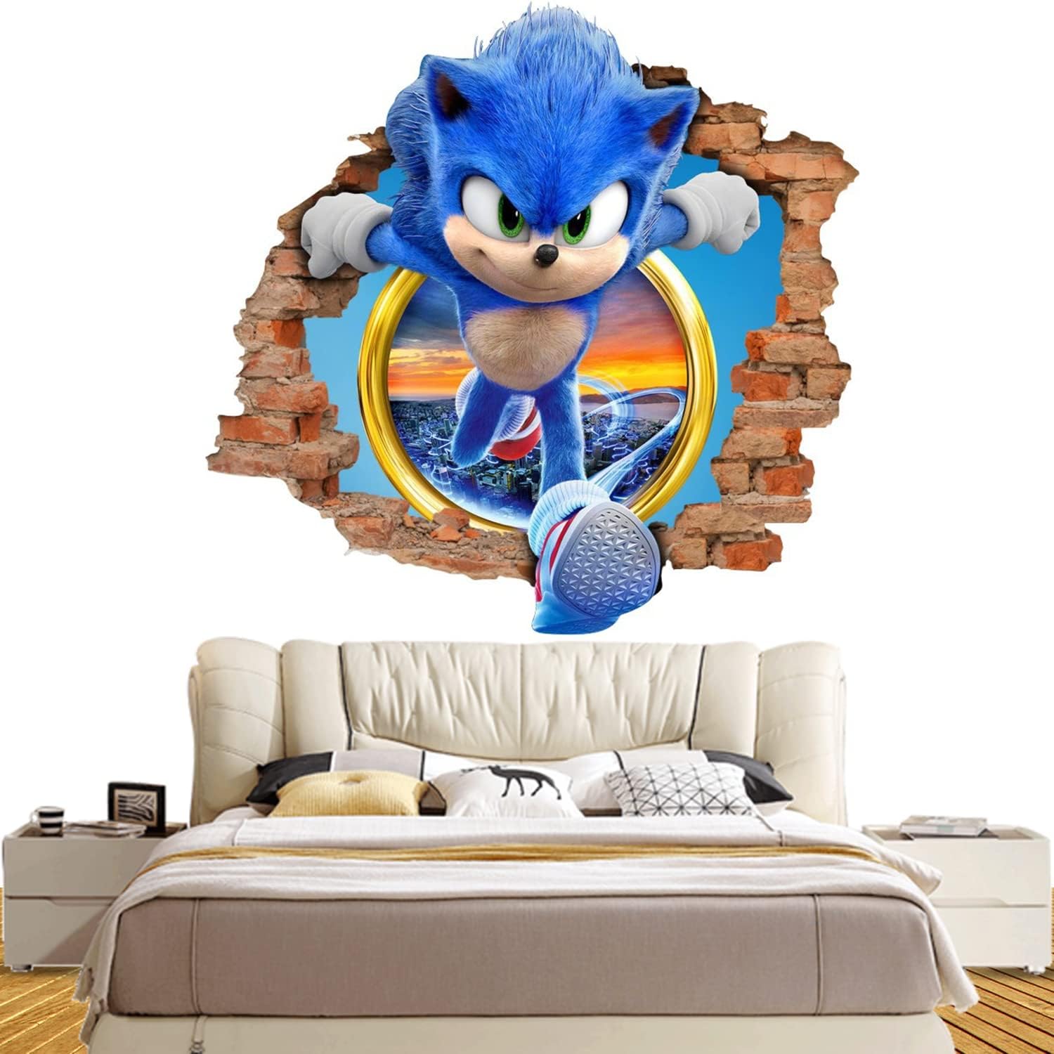 Padieoe Sonic Wall Decal 3D Style Sonic The Hedgehog Wall Sticker Home