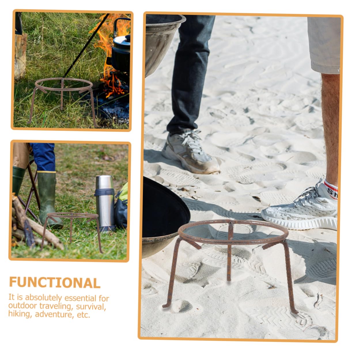 UPKOCH Soporte para Wok de Exterior de Hierro Multifunción Resistente | Uso en Camping y Viajes al Aire Libre, Reutilizable y Anticorrosión, Ideal para Personas que Disfrutan Cocinar