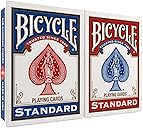 Bicycle Standard Playing Cards, Standard Poker Size Deck of Cards, Red & Blue (2 Pack), Classic Cards for Poker, Blackjack, Family Game Night & Card Games, Fun for All Ages