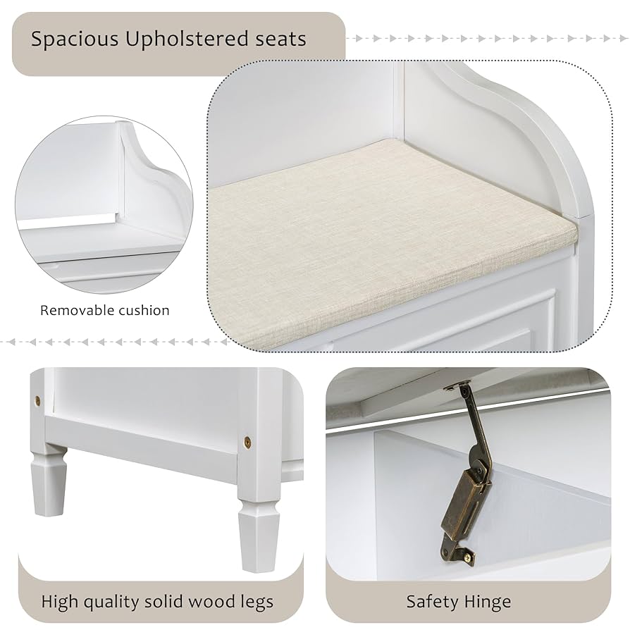 Amazon.com: P PURLOVE 42 Inch Rustic Style Storage Bench