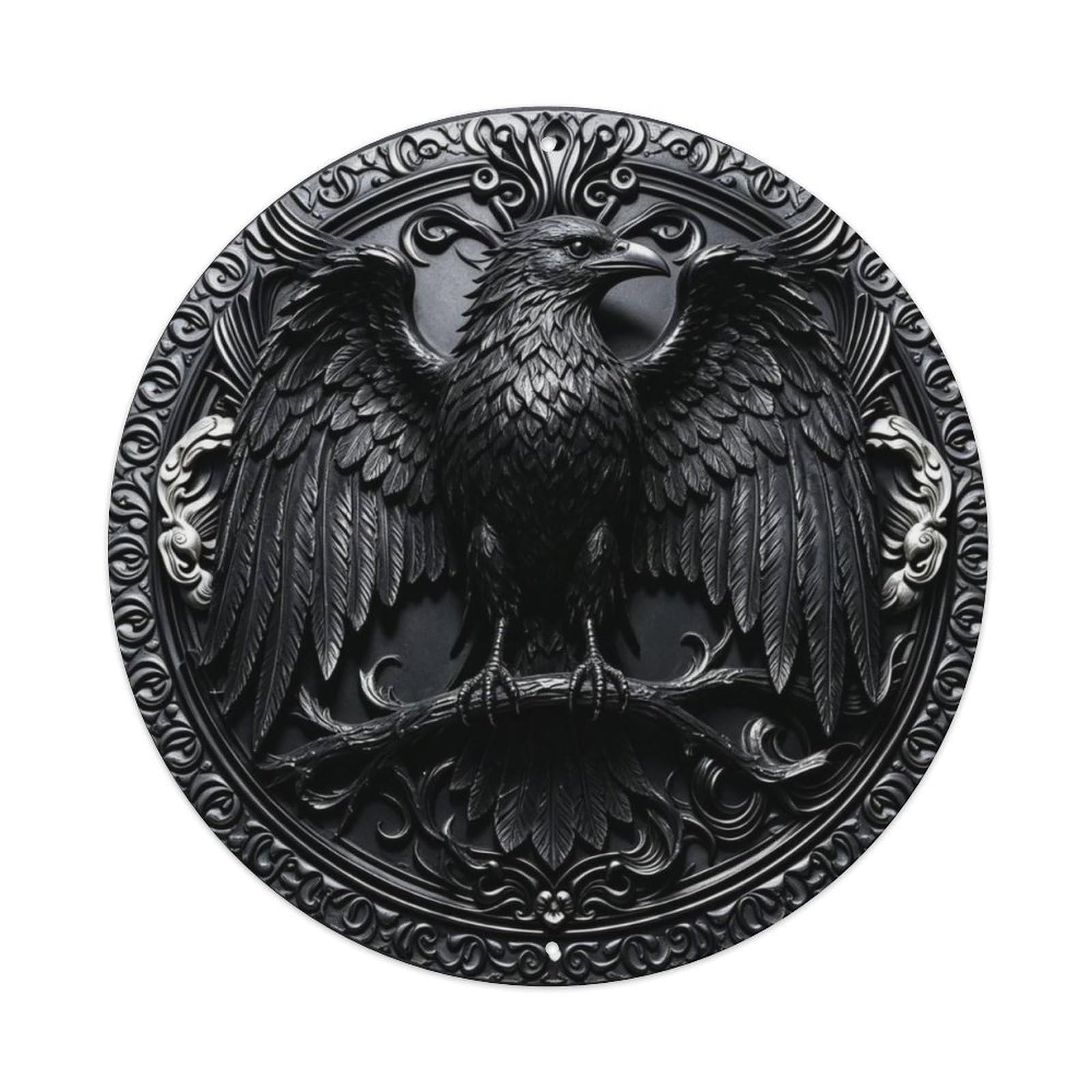 Gothic Raven 3D Relief Metal Tin Sign Plaque