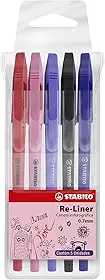 Caneta Esferográfica – STABILO Re-Liner – Estojo com 5 unidades – Em 5 cores